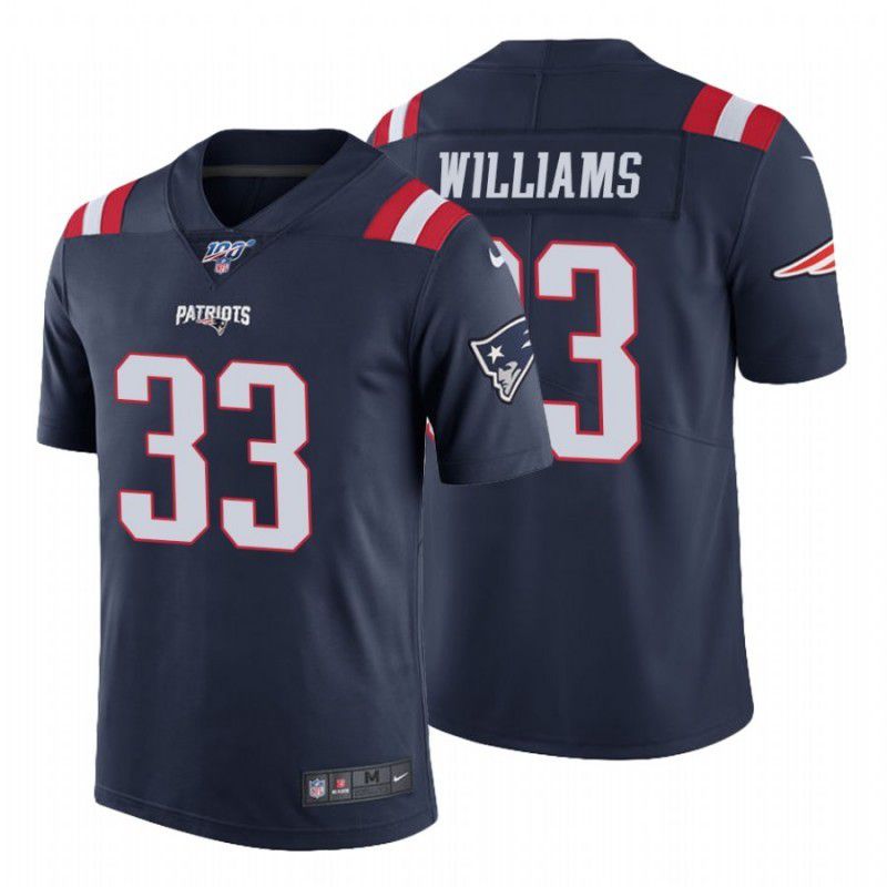 Men New England Patriots #33 Joejuan Williams Nike Navy 100th Vapor Limited NFL Jersey
